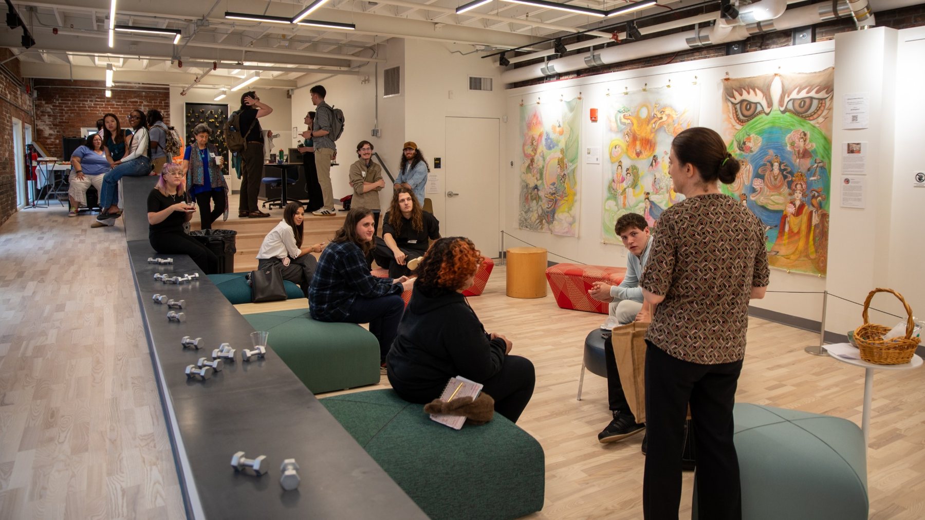 Gallery room conversation with participants and facilitator